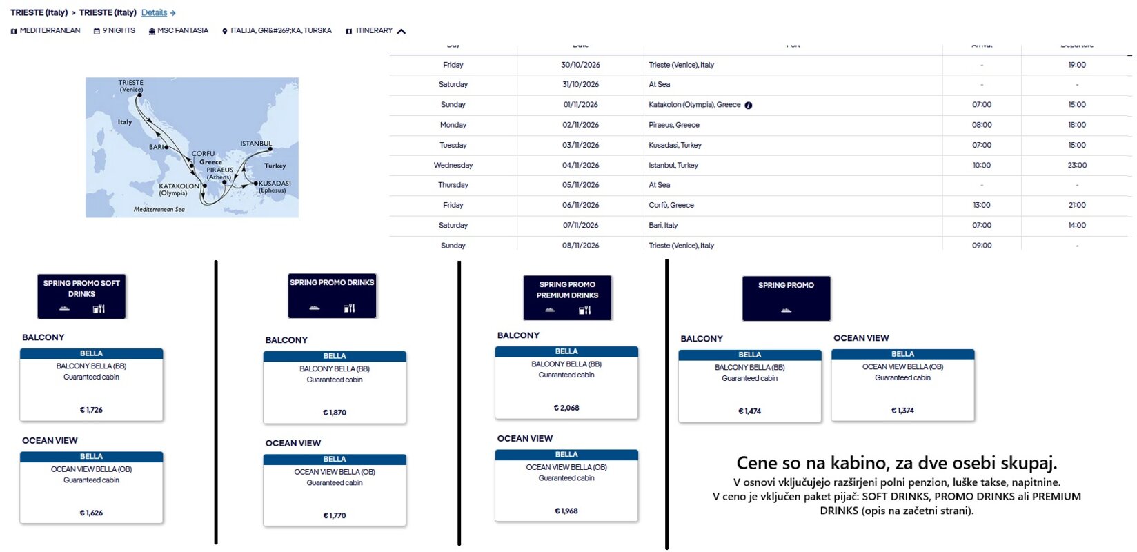 KRIŽARJENJA MSC - POSEBNA POMLADNA PONUDBA (SPRING PROMO) - INDIVIDUALNI ODHODI