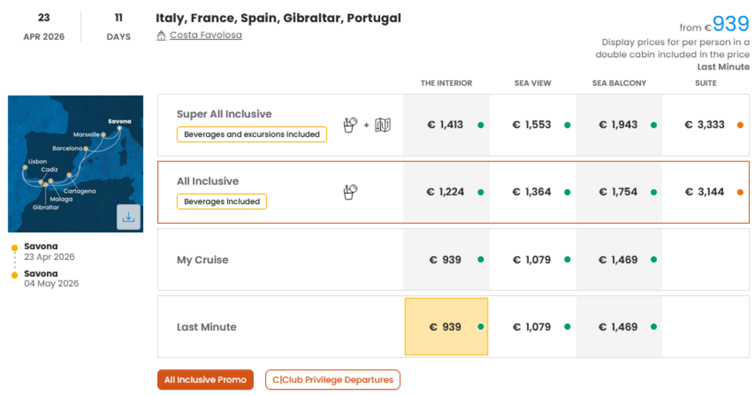 COSTA - LAST MINUTE na dan 04.03.2026