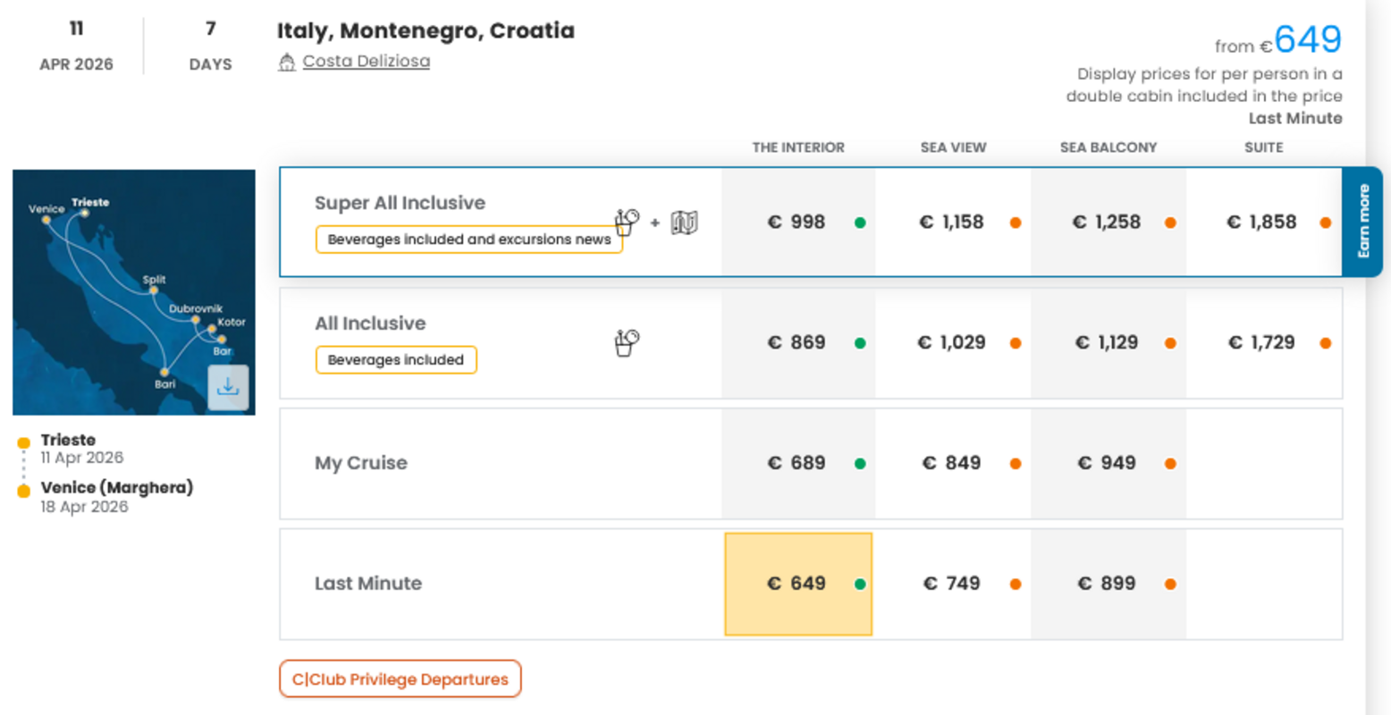 COSTA - LAST MINUTE na dan 27.03.2026