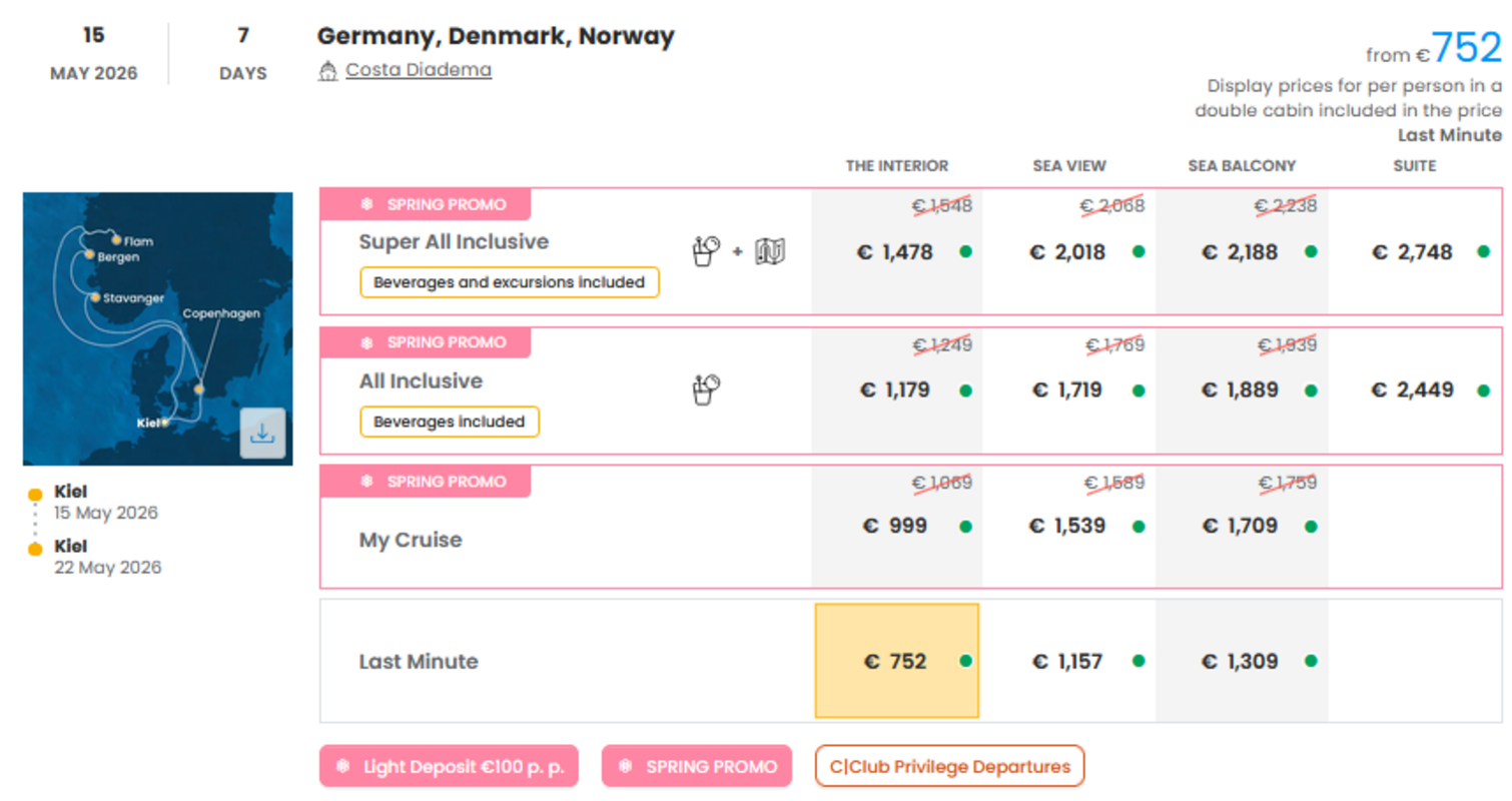 COSTA - LAST MINUTE na dan 27.03.2026