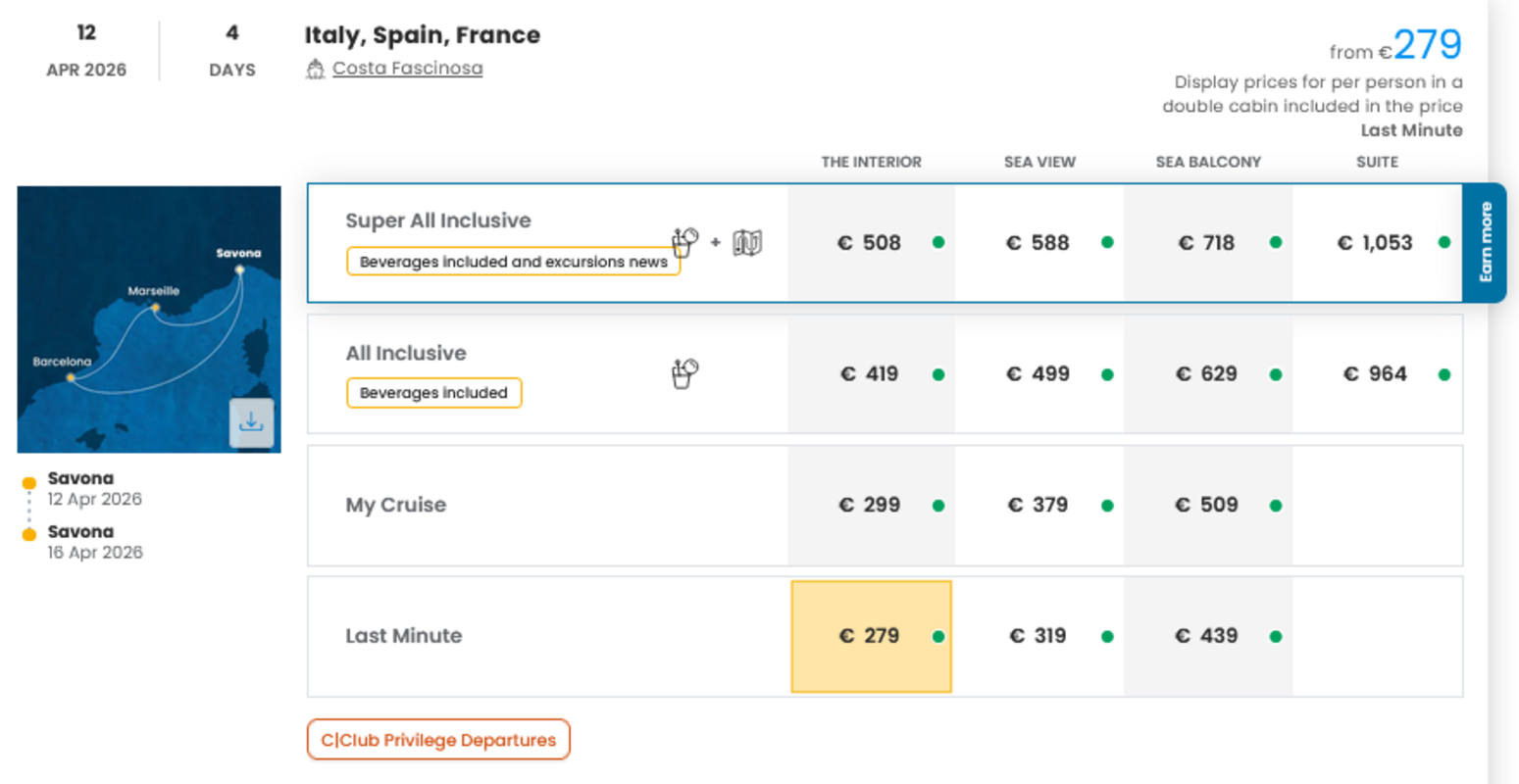 COSTA - LAST MINUTE na dan 27.03.2026
