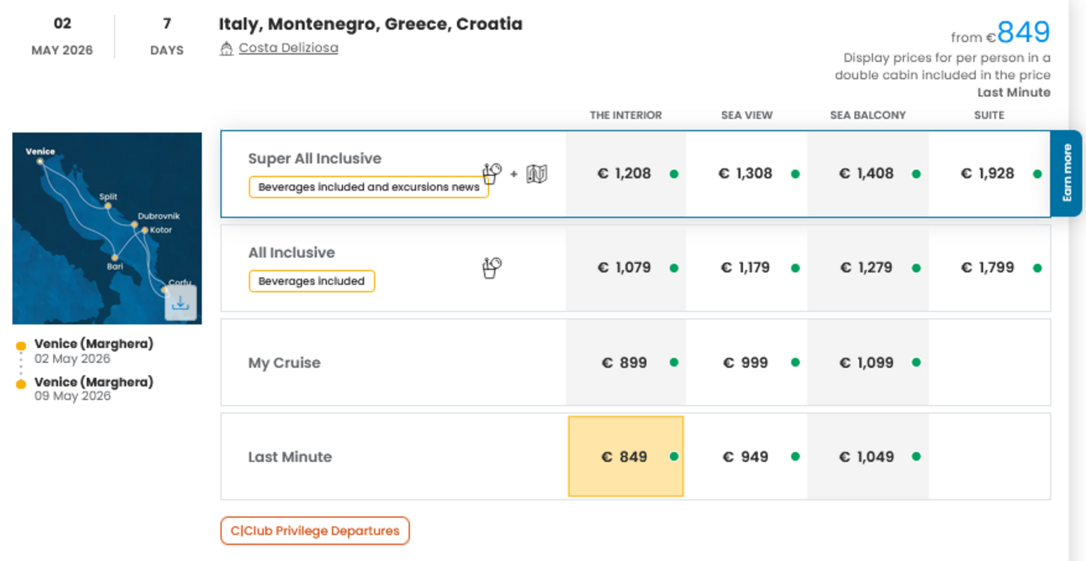 COSTA - LAST MINUTE na dan 27.03.2026
