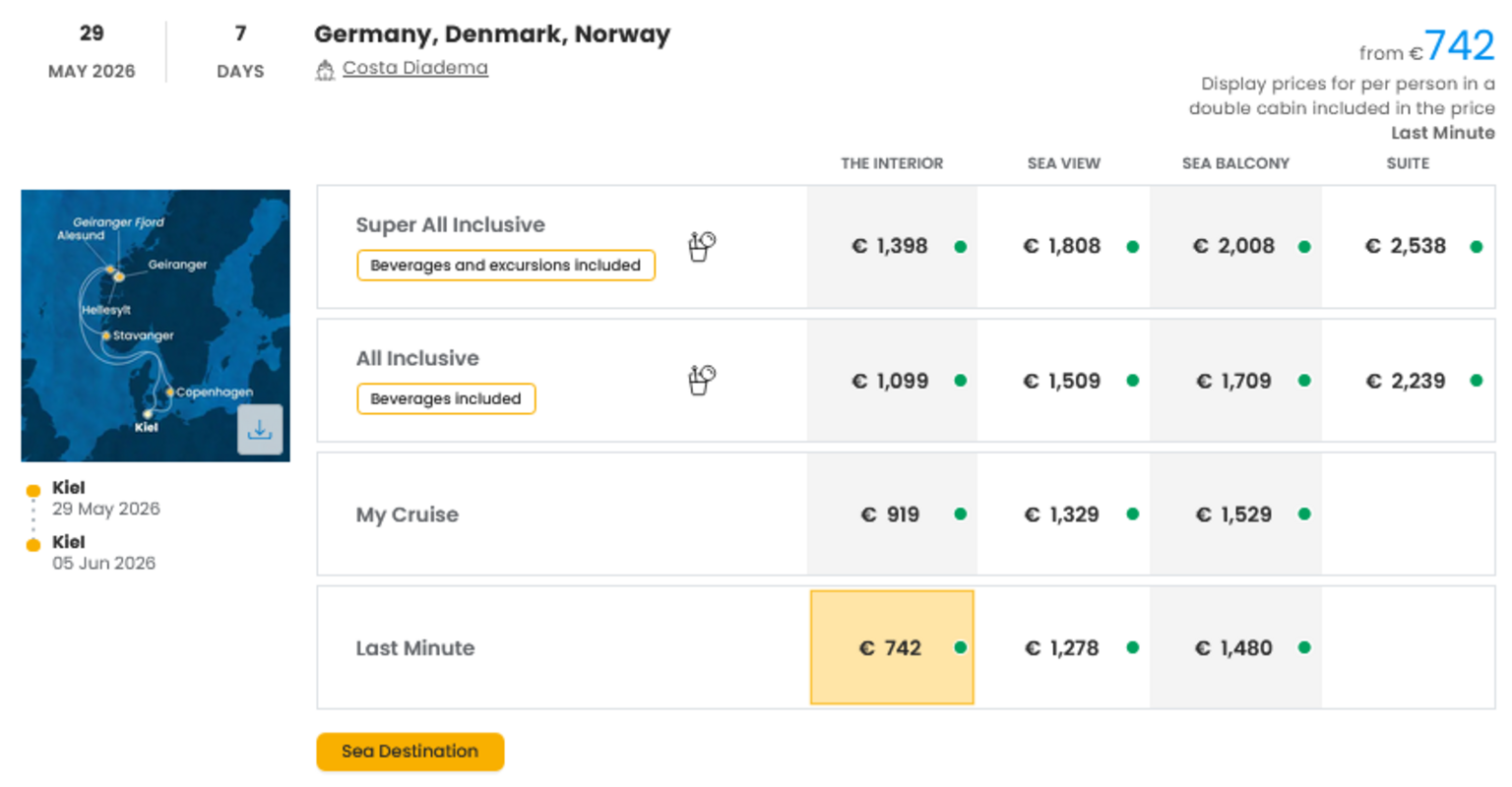 COSTA - LAST MINUTE na dan 27.03.2026