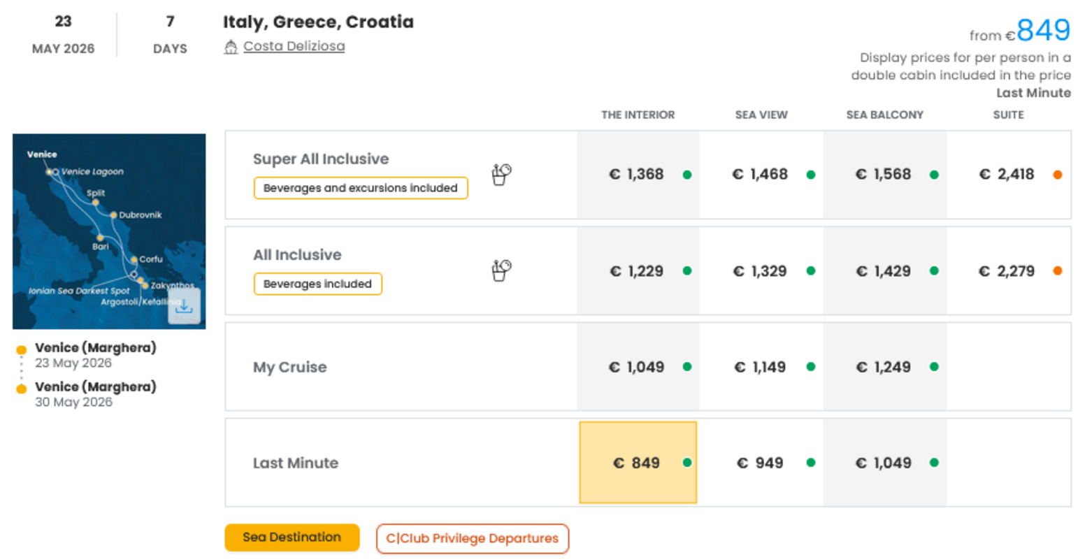COSTA - LAST MINUTE na dan 27.03.2026