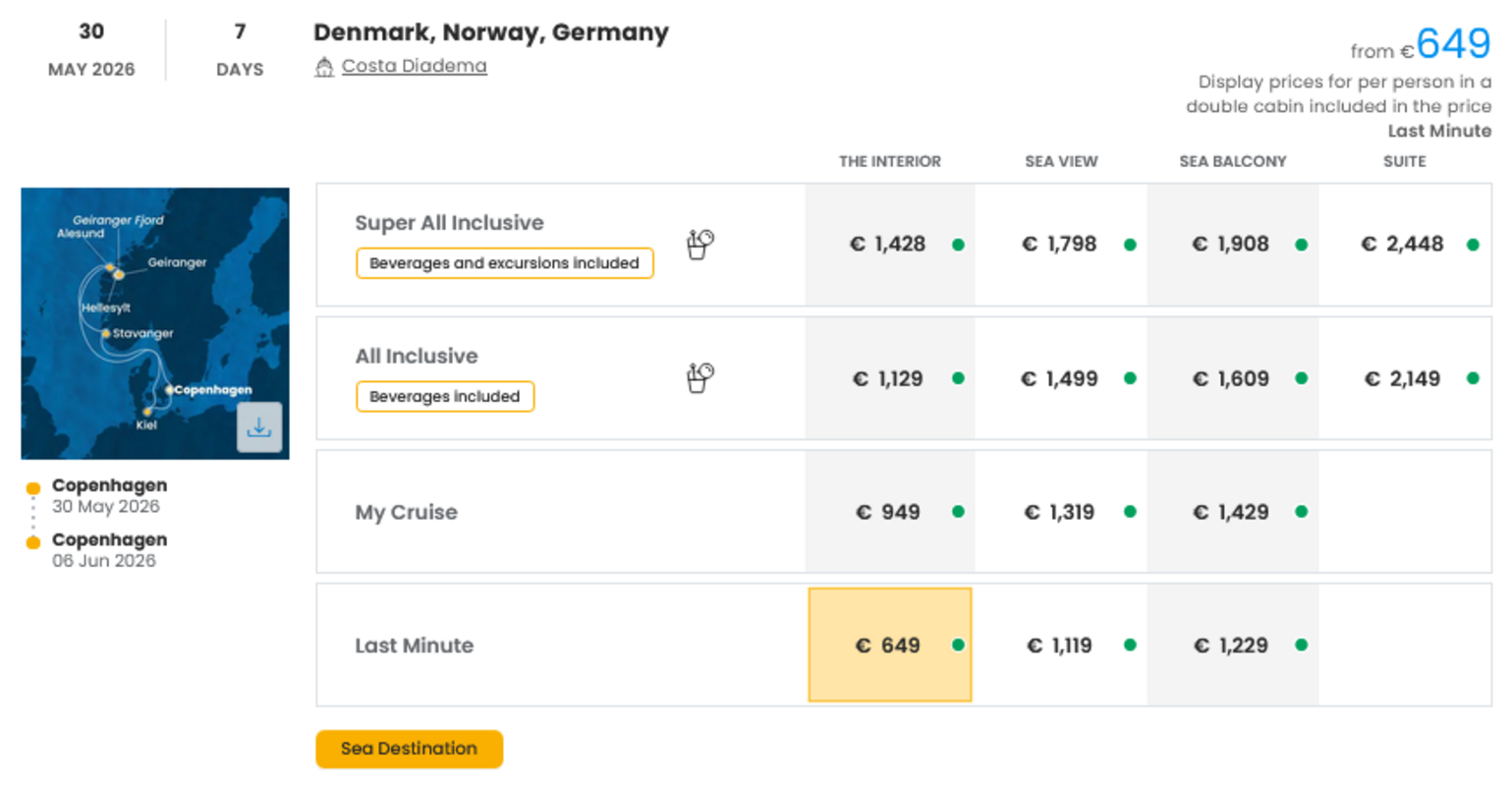 COSTA - LAST MINUTE na dan 27.03.2026