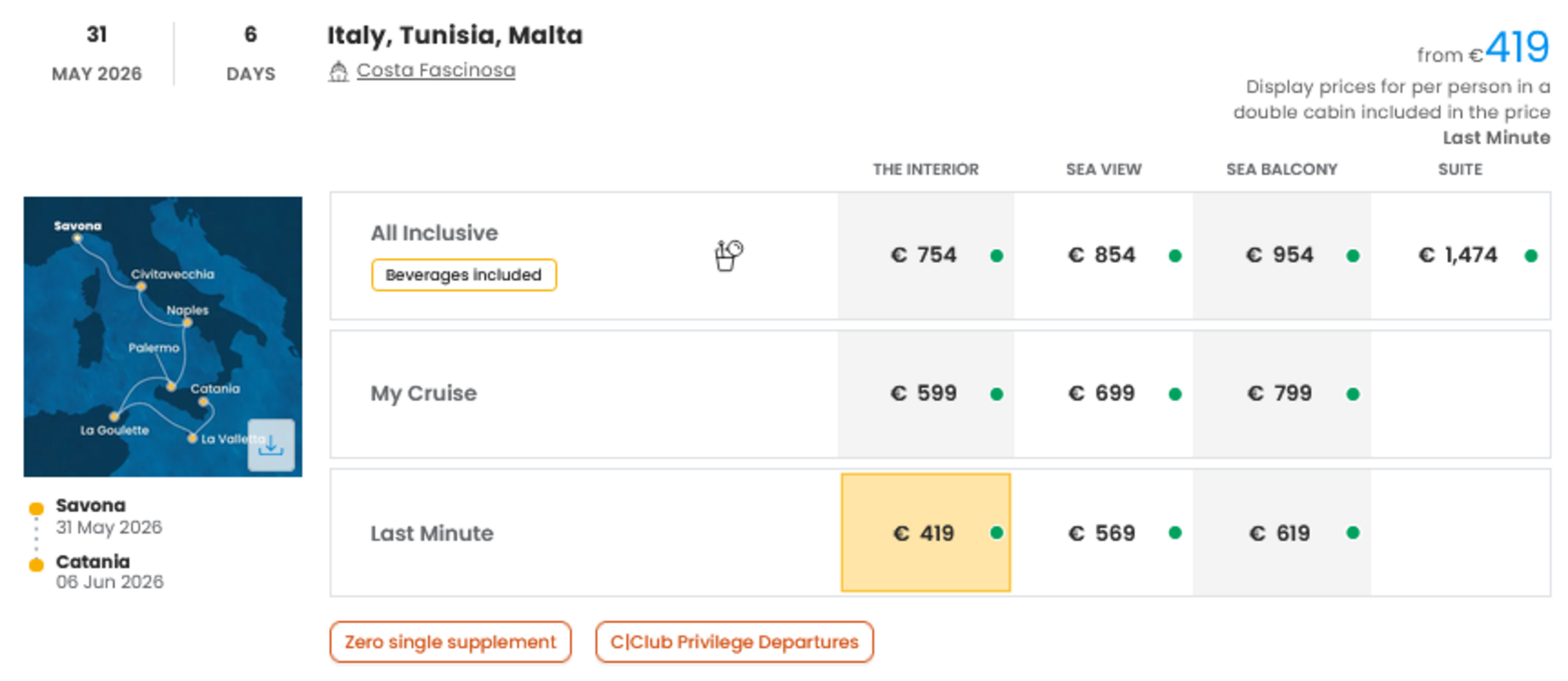 COSTA - LAST MINUTE na dan 27.03.2026