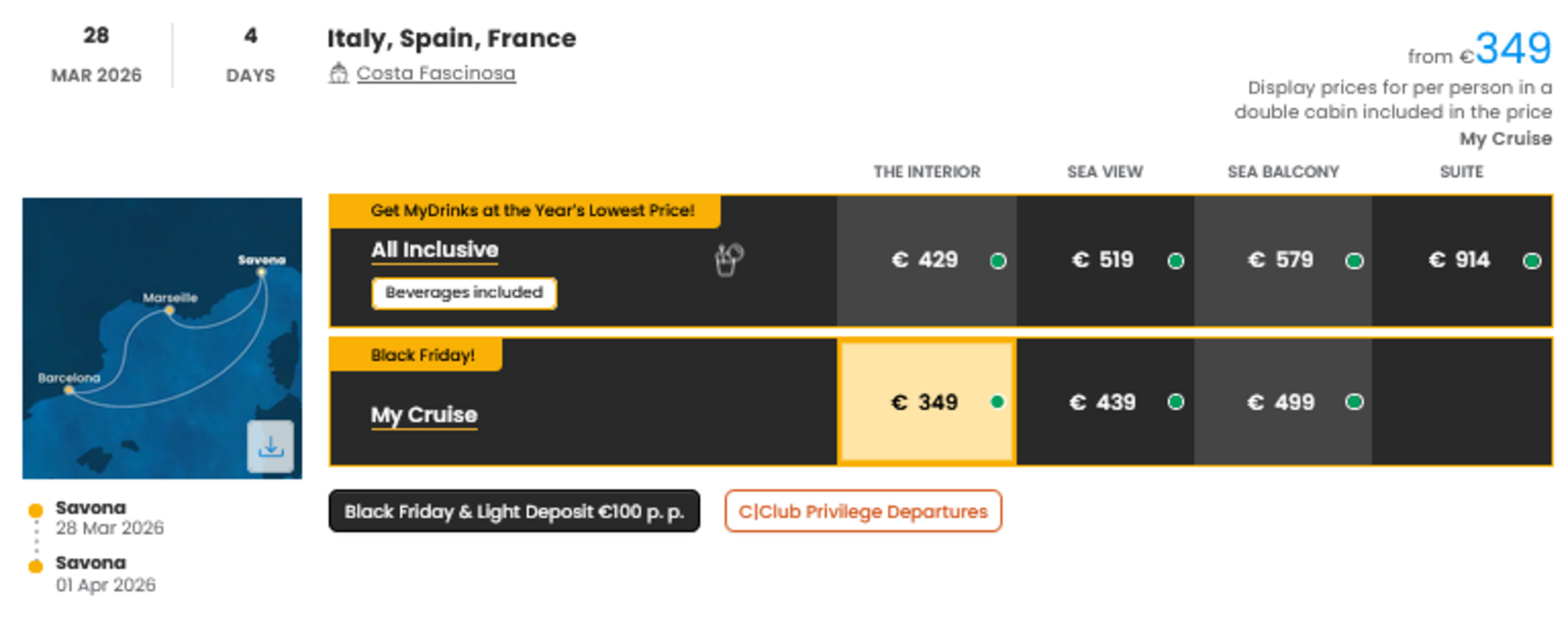 KRIŽARJENJE - POSEBNA PONUDBA "BLACK FRIDAY"
