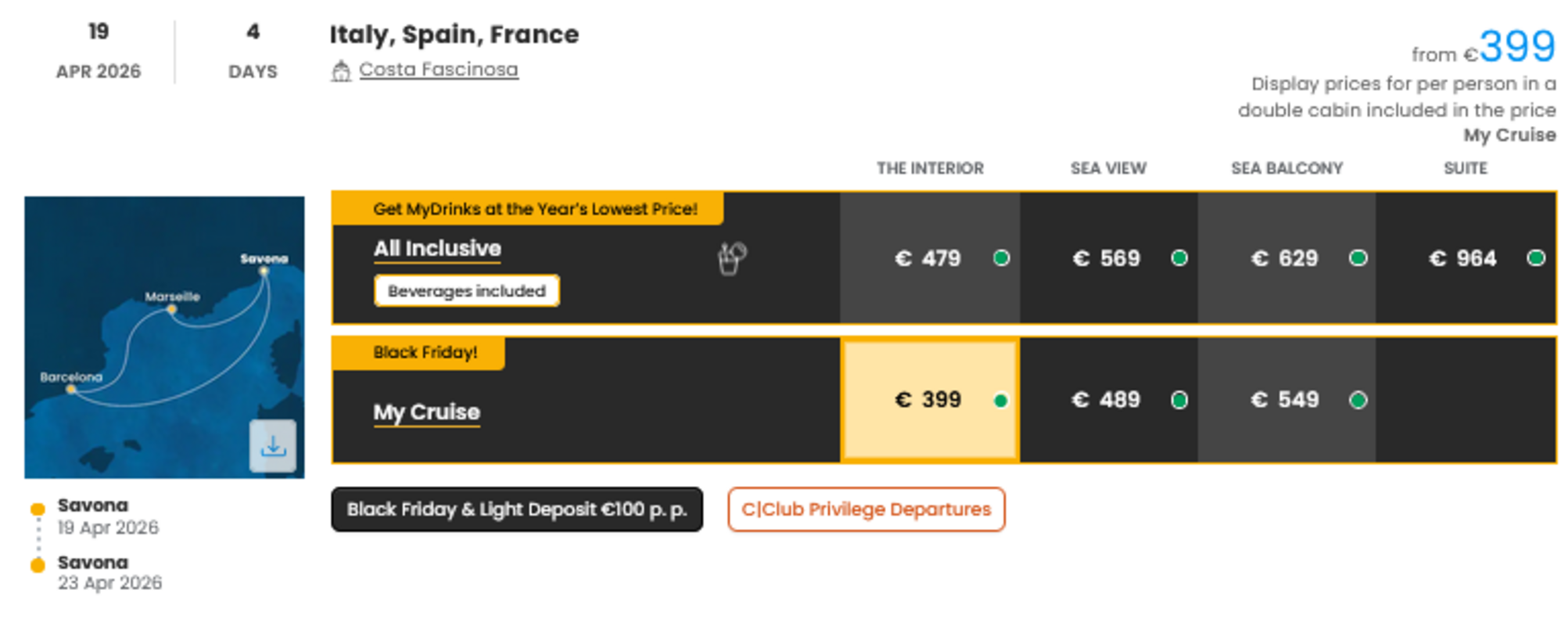 KRIŽARJENJE - POSEBNA PONUDBA "BLACK FRIDAY"