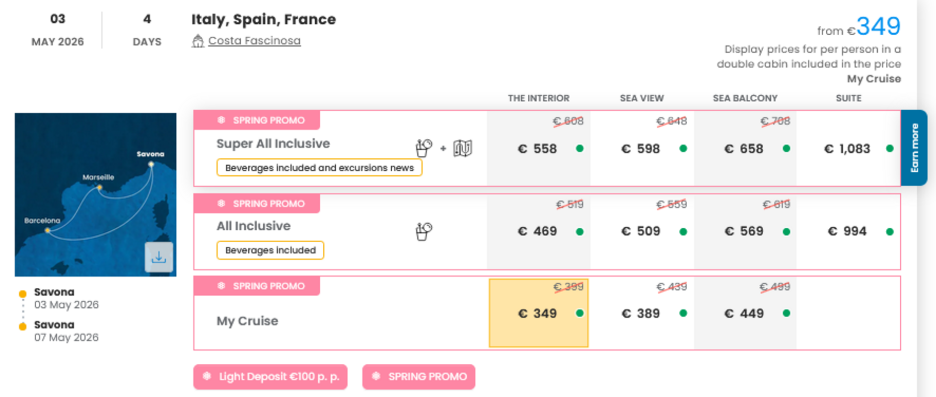 KRIŽARJENJE - POSEBNA PONUDBA "SPRING PROMO"