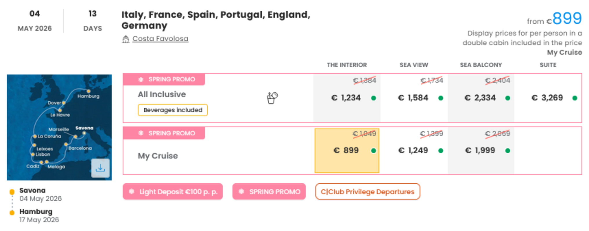 KRIŽARJENJE - POSEBNA PONUDBA "SPRING PROMO"