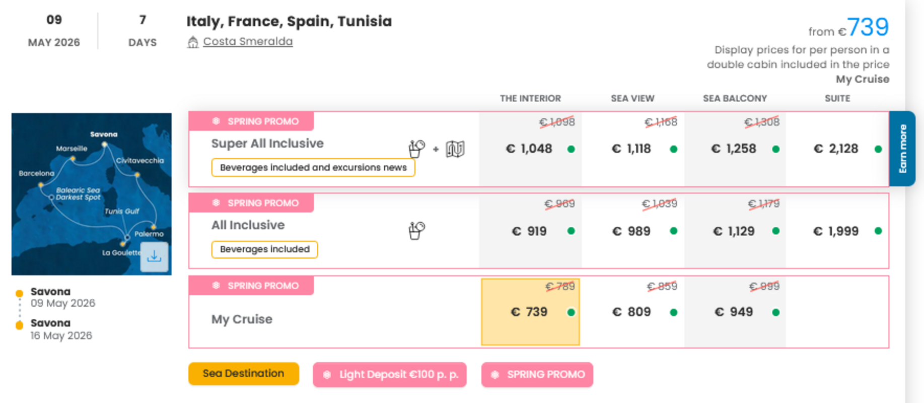 KRIŽARJENJE - POSEBNA PONUDBA "SPRING PROMO"