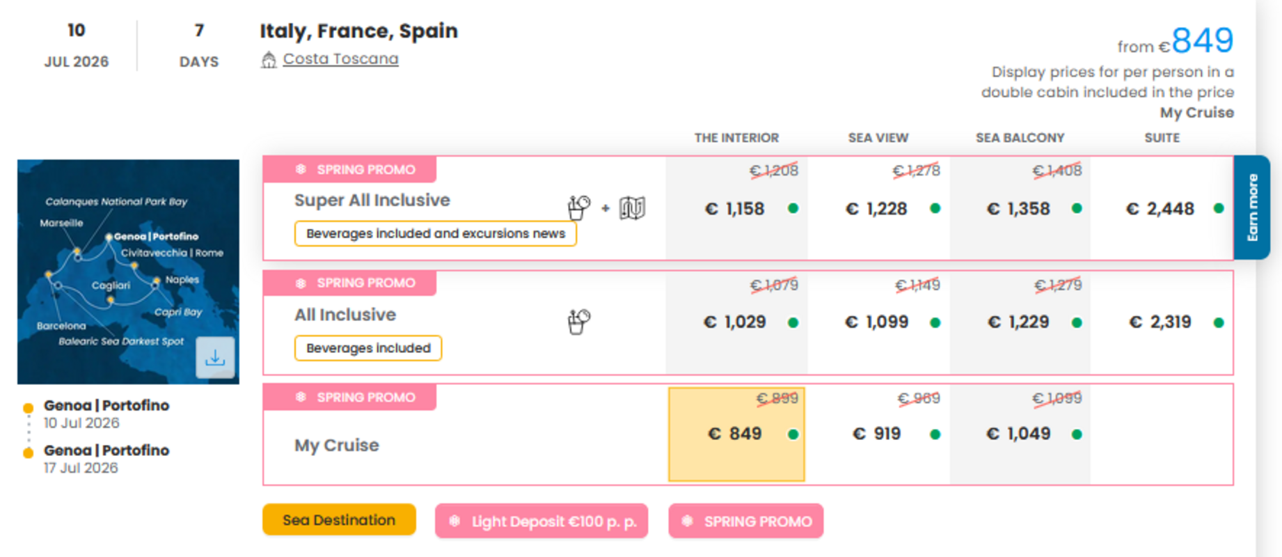KRIŽARJENJE - POSEBNA PONUDBA "SPRING PROMO"