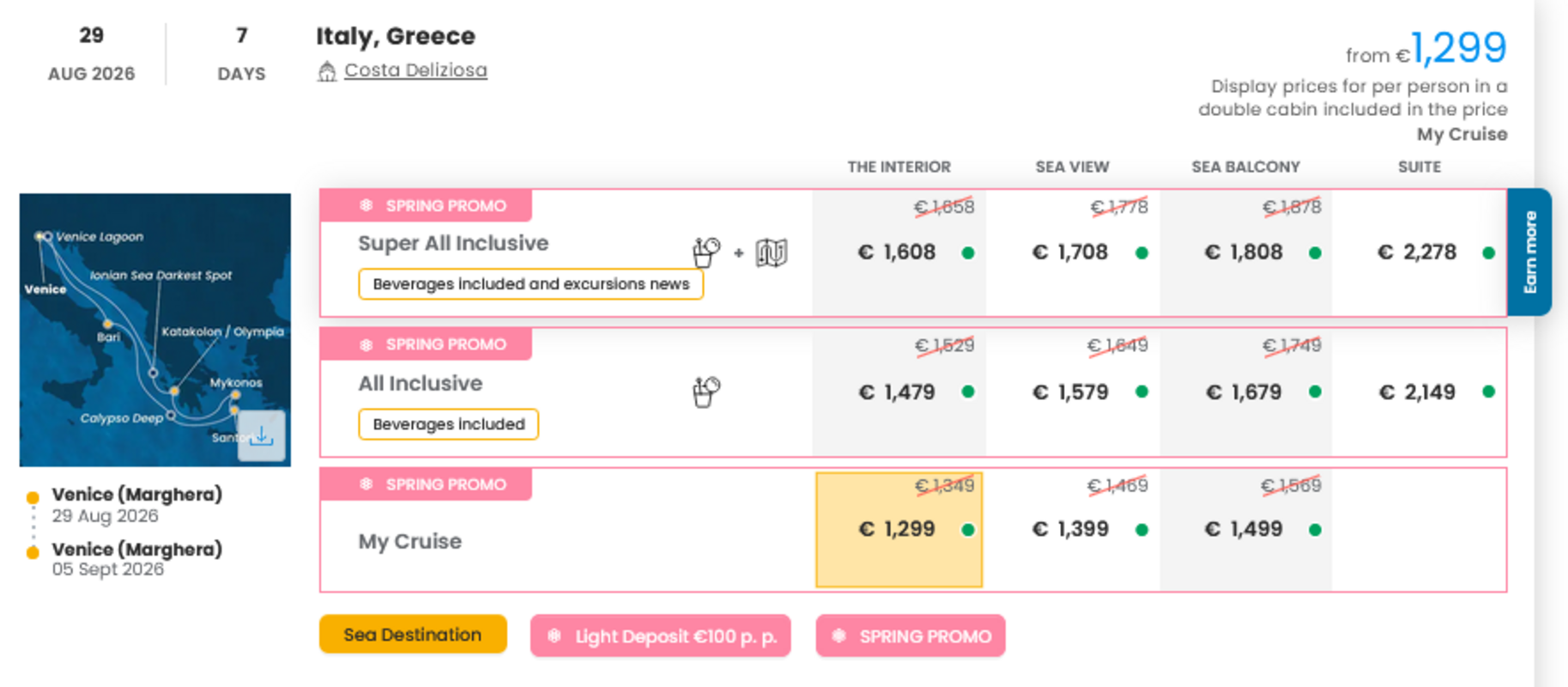 KRIŽARJENJE - POSEBNA PONUDBA "SPRING PROMO"