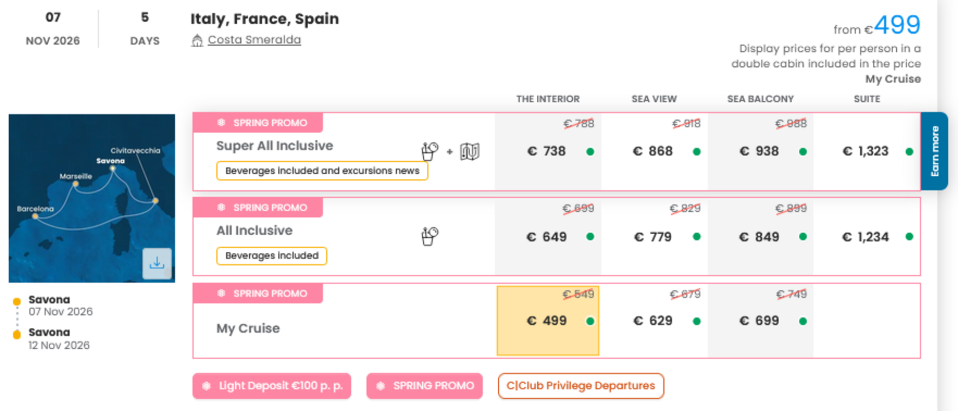 KRIŽARJENJE - POSEBNA PONUDBA "SPRING PROMO"