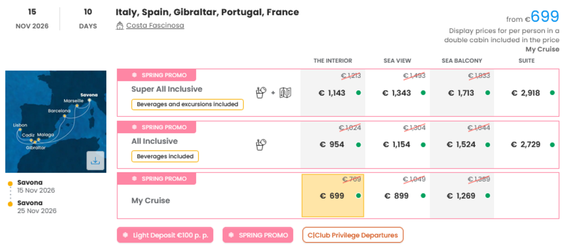 KRIŽARJENJE - POSEBNA PONUDBA "SPRING PROMO"