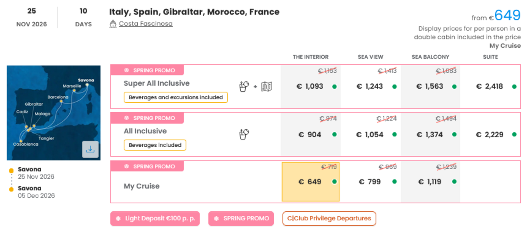 KRIŽARJENJE - POSEBNA PONUDBA "SPRING PROMO"