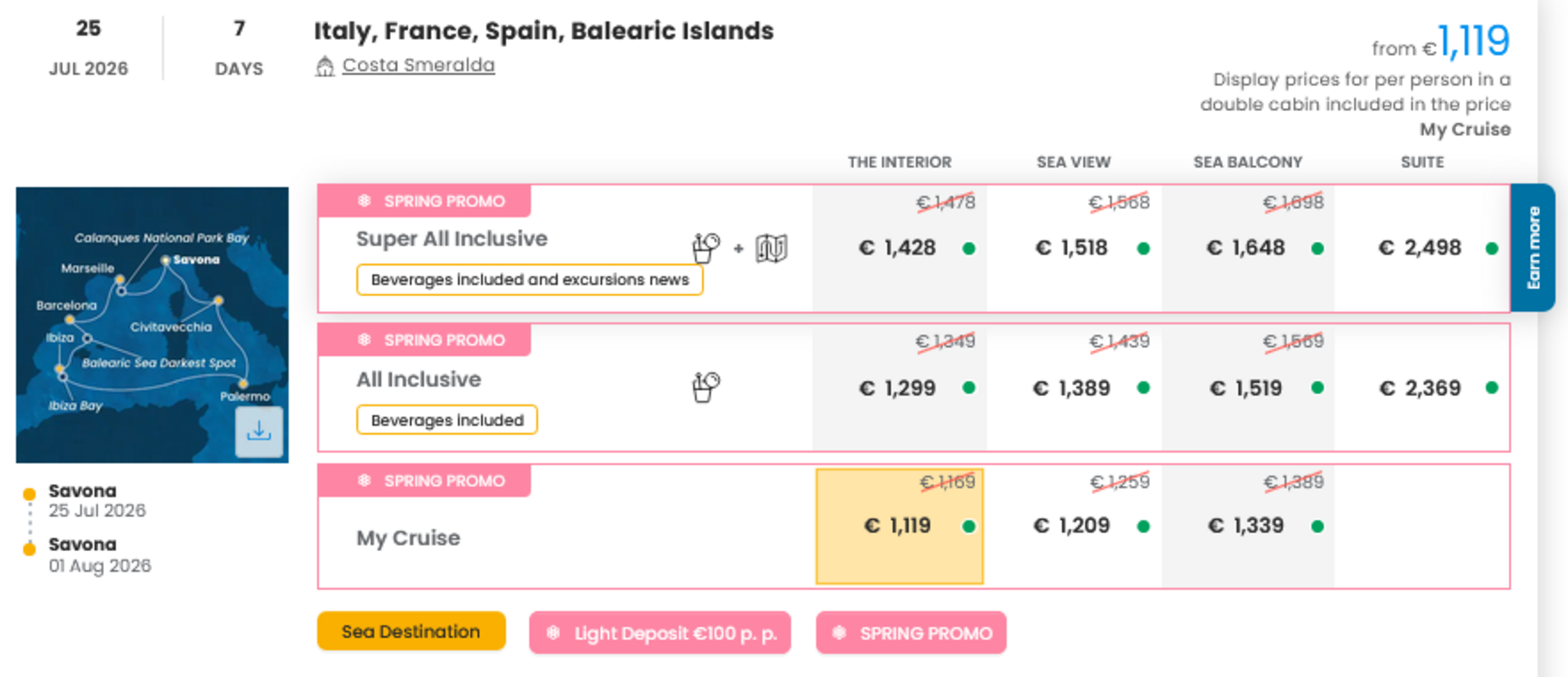 KRIŽARJENJE - POSEBNA PONUDBA "SPRING PROMO"
