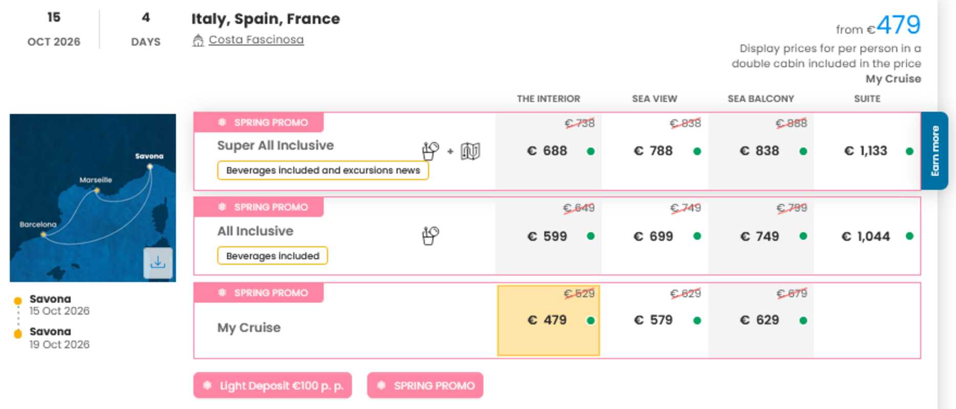 KRIŽARJENJE - POSEBNA PONUDBA "SPRING PROMO"