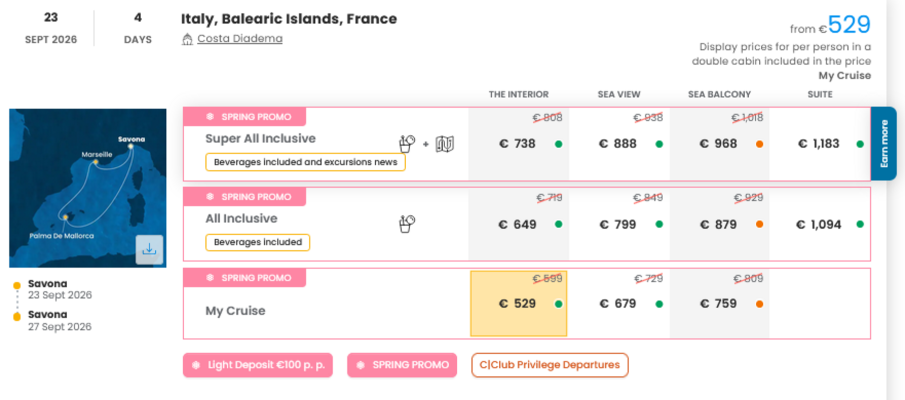 KRIŽARJENJE - POSEBNA PONUDBA "SPRING PROMO"