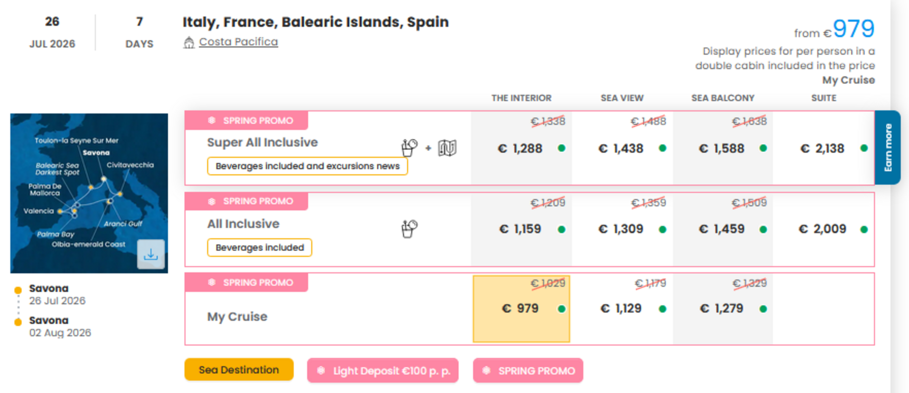 KRIŽARJENJE - POSEBNA PONUDBA "SPRING PROMO"