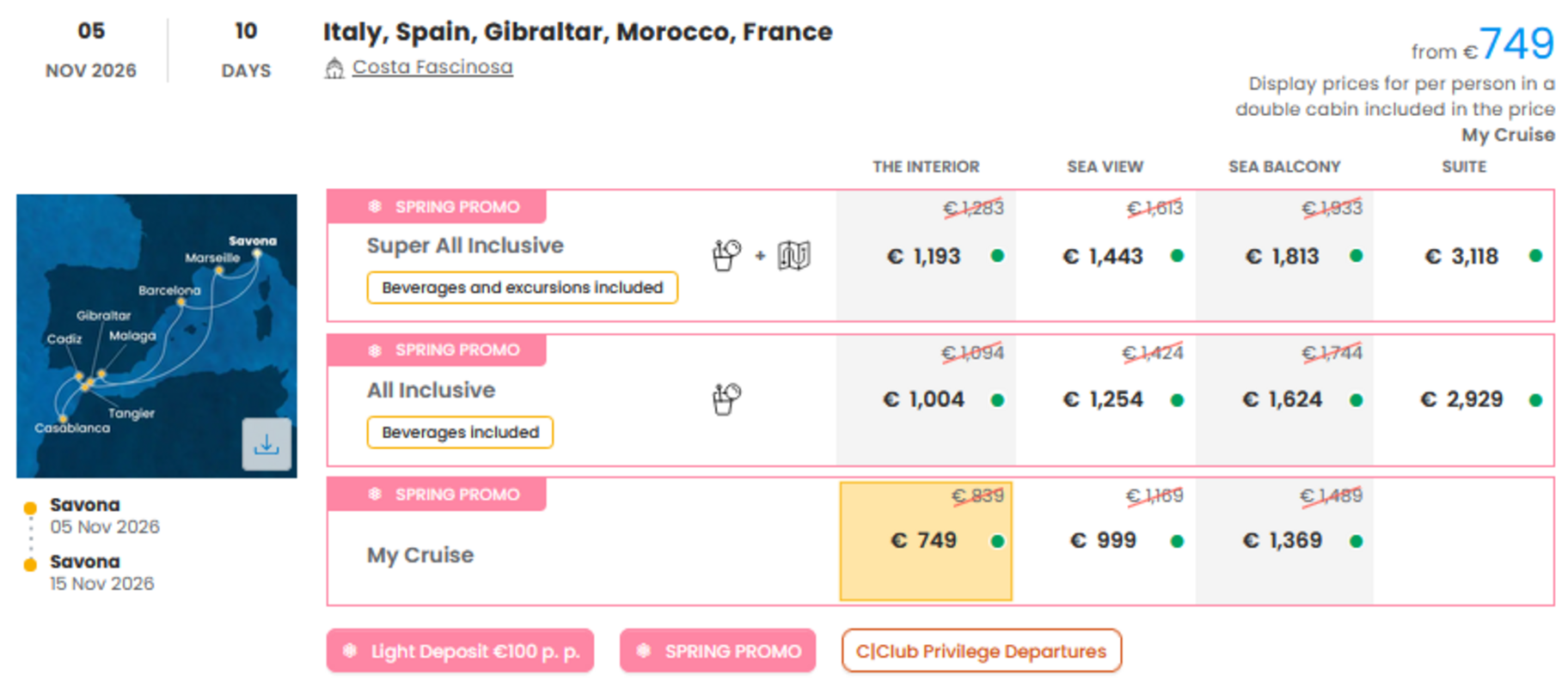 KRIŽARJENJE - POSEBNA PONUDBA "SPRING PROMO"