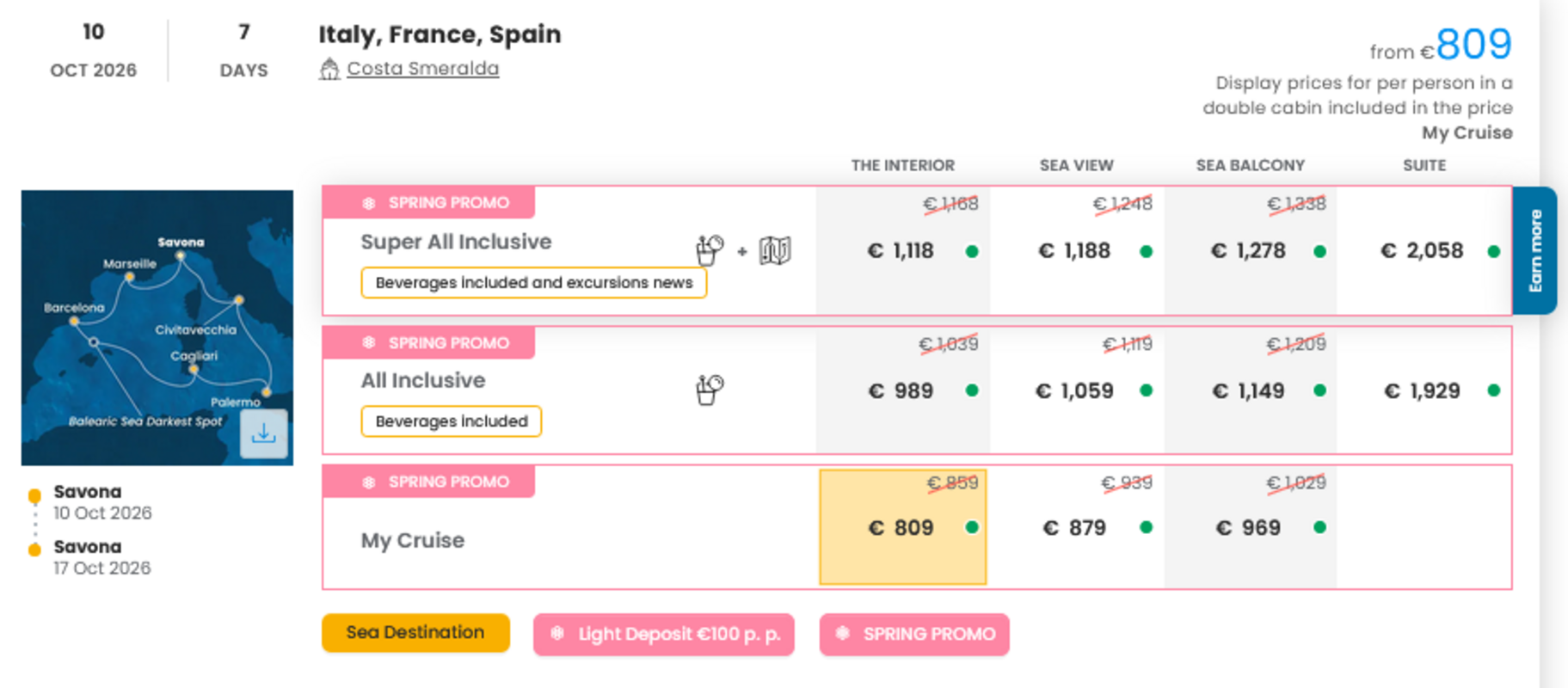 KRIŽARJENJE - POSEBNA PONUDBA "SPRING PROMO"