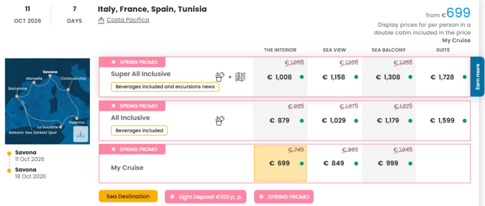 KRIŽARJENJE - POSEBNA PONUDBA "SPRING PROMO"