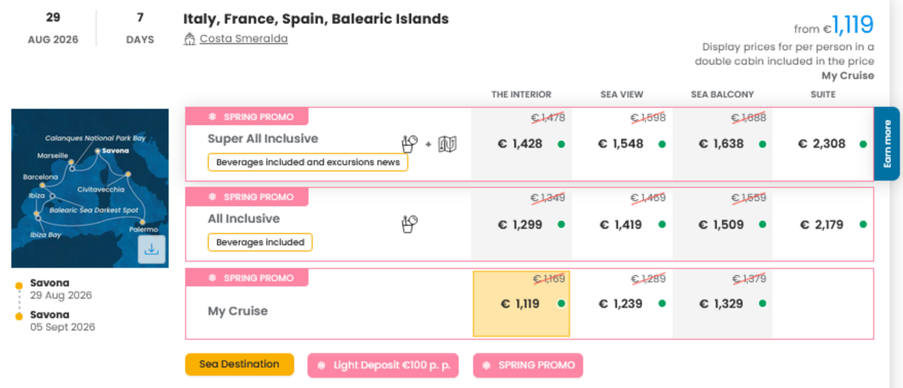KRIŽARJENJE - POSEBNA PONUDBA "SPRING PROMO"