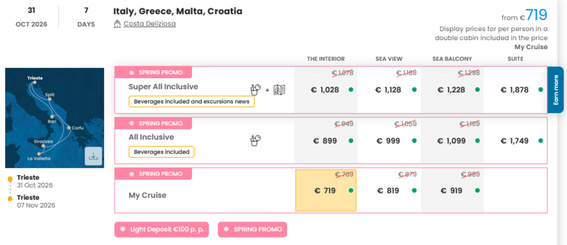 KRIŽARJENJE - POSEBNA PONUDBA "SPRING PROMO"
