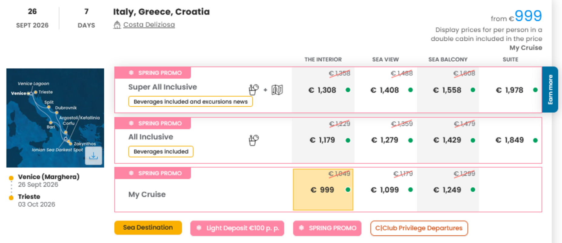 KRIŽARJENJE - POSEBNA PONUDBA "SPRING PROMO"