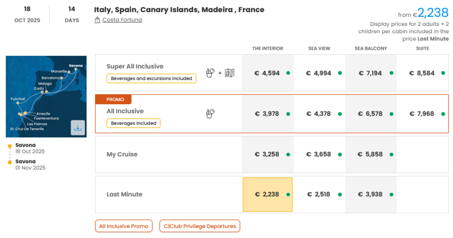 COSTA - INDIVIDUALNE PONUDBE ZA DRUŽINE