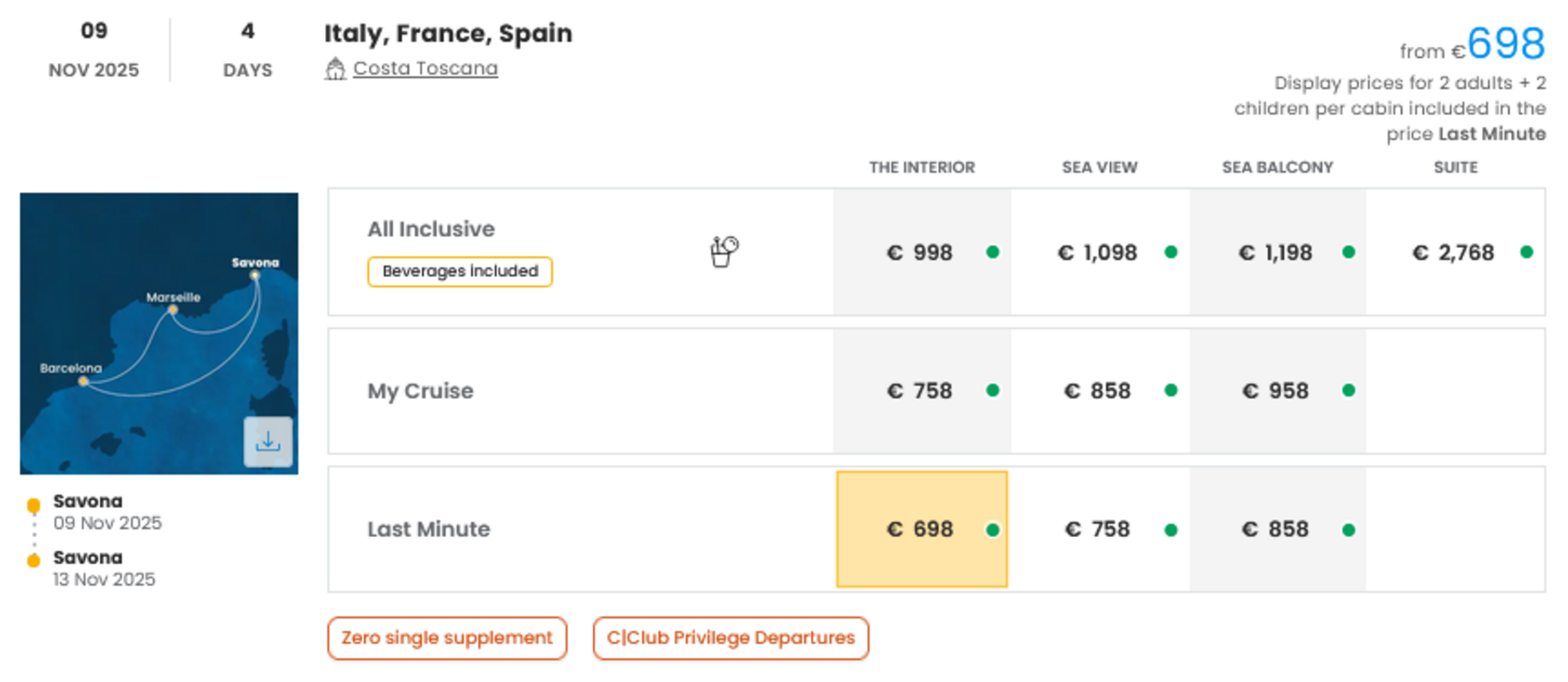 COSTA - INDIVIDUALNE PONUDBE ZA DRUŽINE