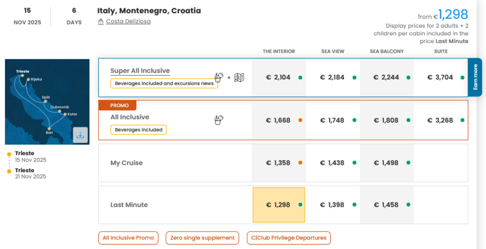 COSTA - INDIVIDUALNE PONUDBE ZA DRUŽINE