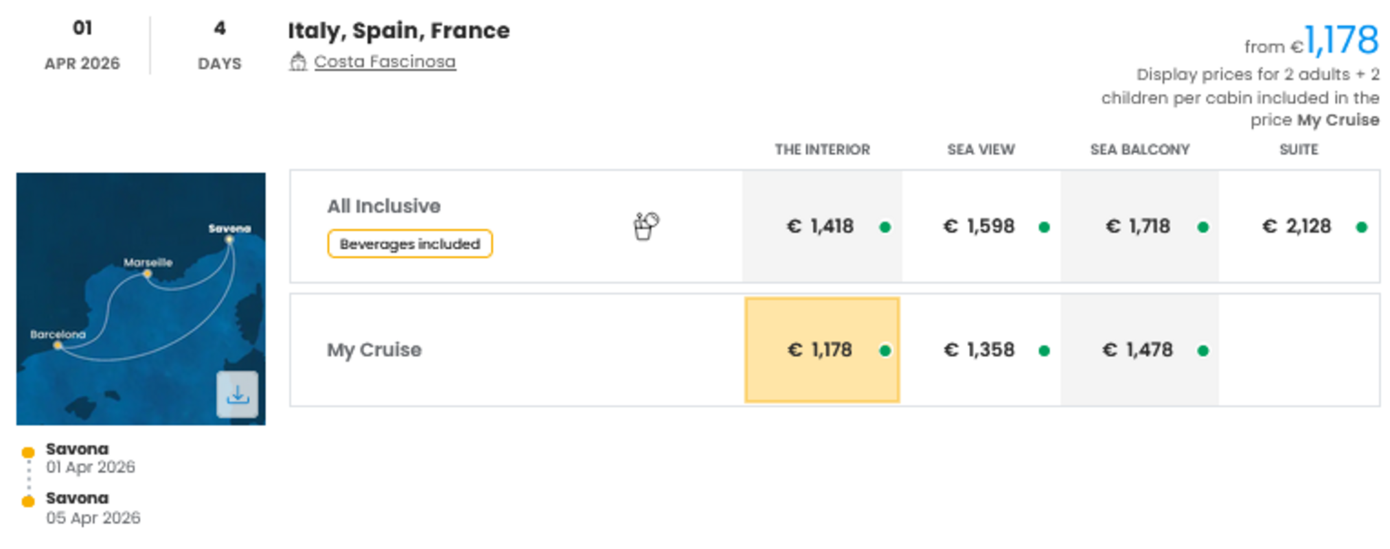 COSTA - INDIVIDUALNE PONUDBE ZA DRUŽINE