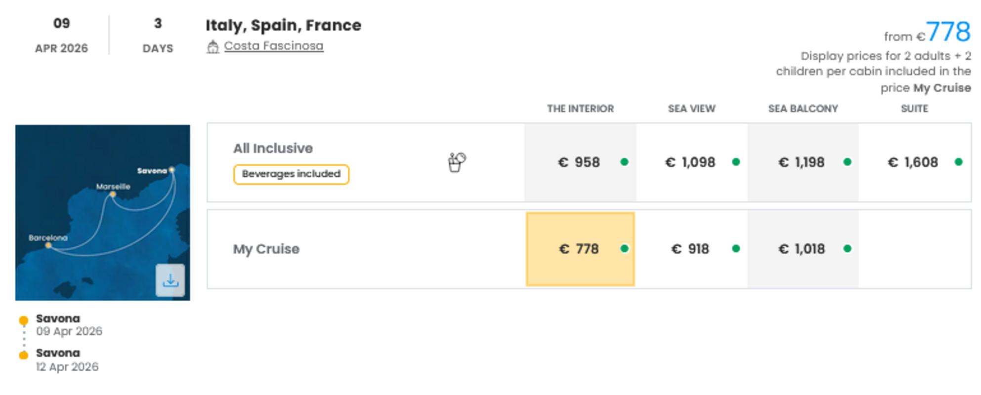 COSTA - INDIVIDUALNE PONUDBE ZA DRUŽINE