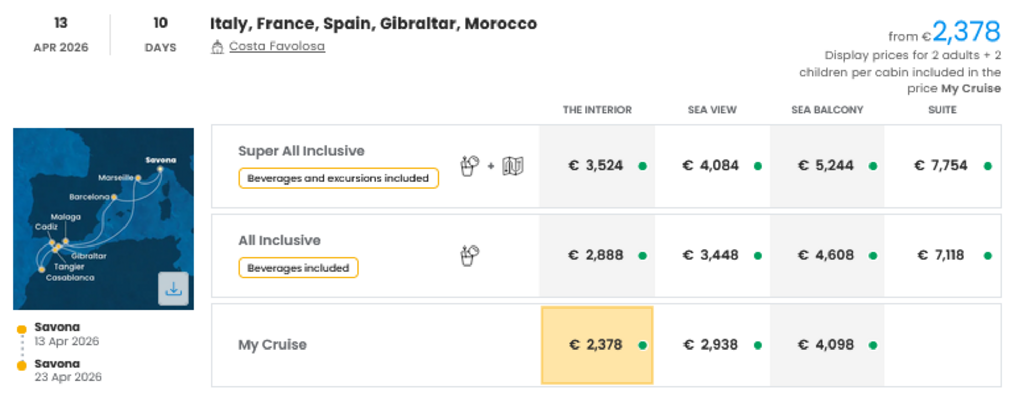 COSTA - INDIVIDUALNE PONUDBE ZA DRUŽINE
