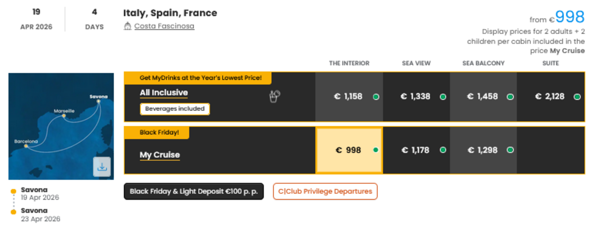 COSTA - INDIVIDUALNE PONUDBE ZA DRUŽINE