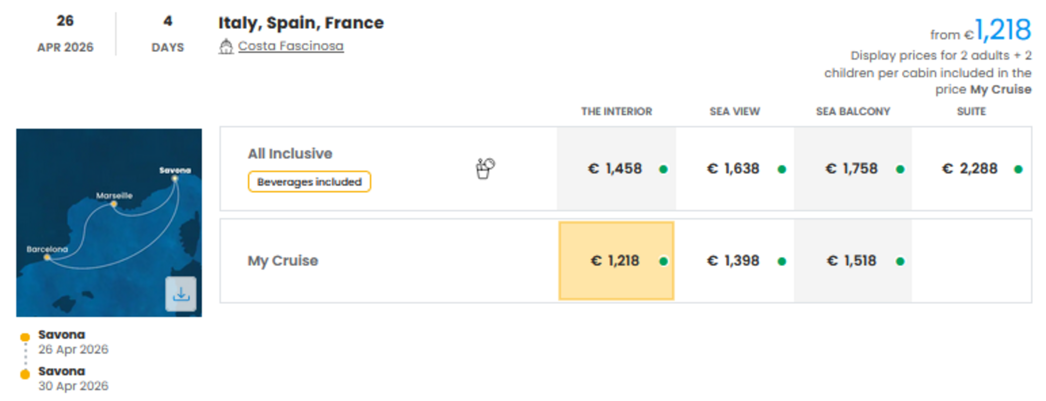 COSTA - INDIVIDUALNE PONUDBE ZA DRUŽINE