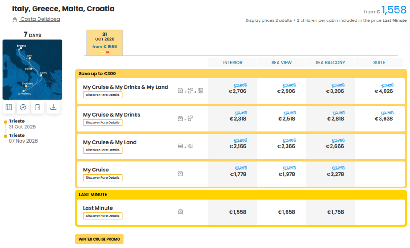 COSTA - ZA DRUŽINE na dan 22.10.2026
