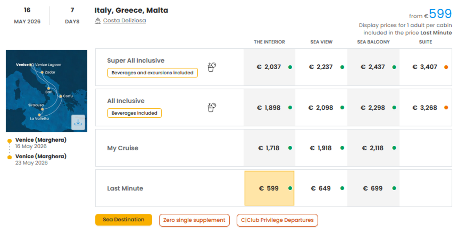 COSTA - ZA SAMSKE - INDIVIDUALNI ODHOD