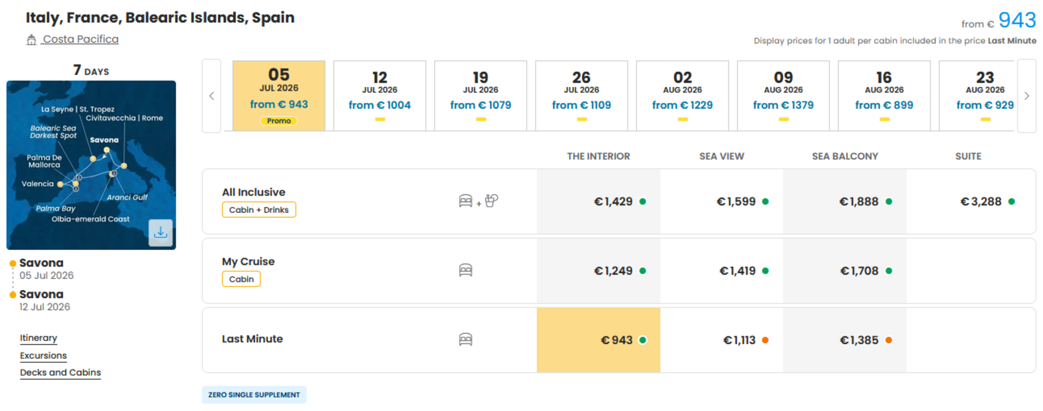 COSTA - ZA SAMSKE - LAST MINUTE na dan 01.07.2026