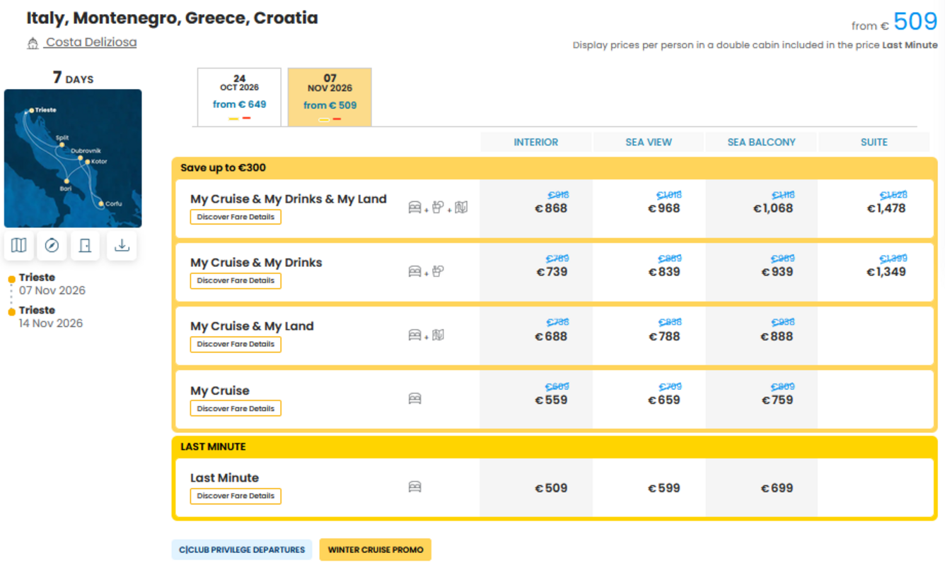 COSTA - LAST MINUTE NA DAN 25.09.2026