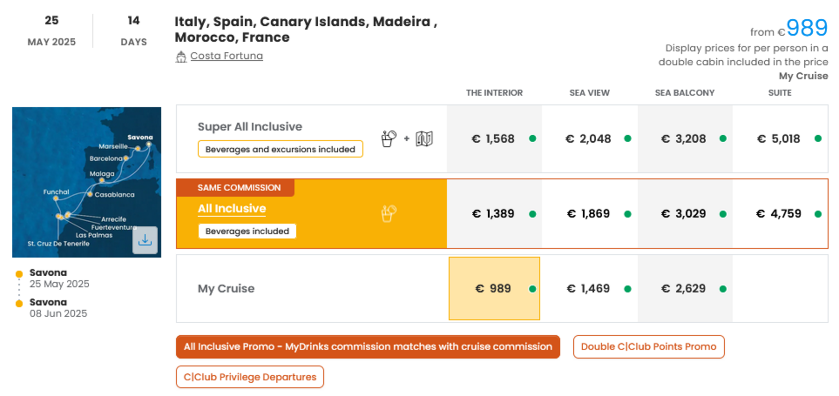 Križarjenje - sredozemlje z odhodom iz Savone do Kanarskih otokov in Madeire