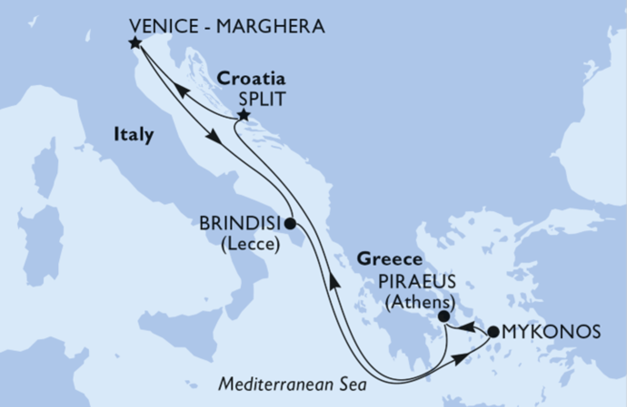 Križarjenje po vzhodnem Sredozemlju z ladjo MSC Armonia