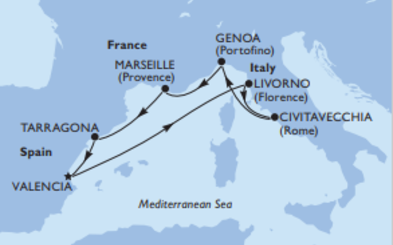 Križarjenje po zah. Sredozemlju z MSC Splendido