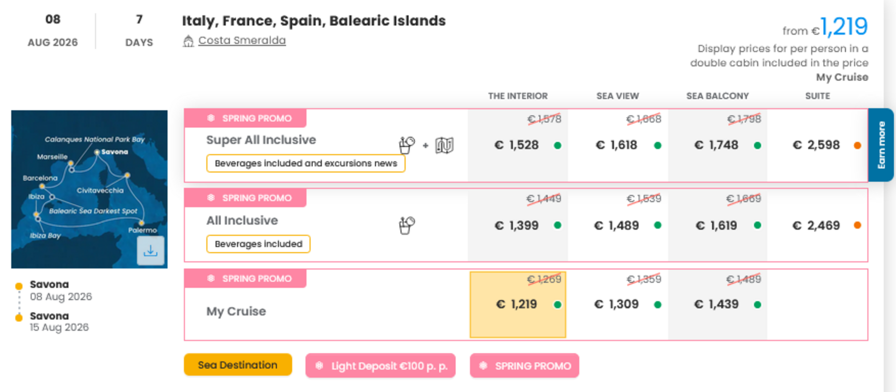 KRIŽARJENJE - POSEBNA PONUDBA "SPRING PROMO"