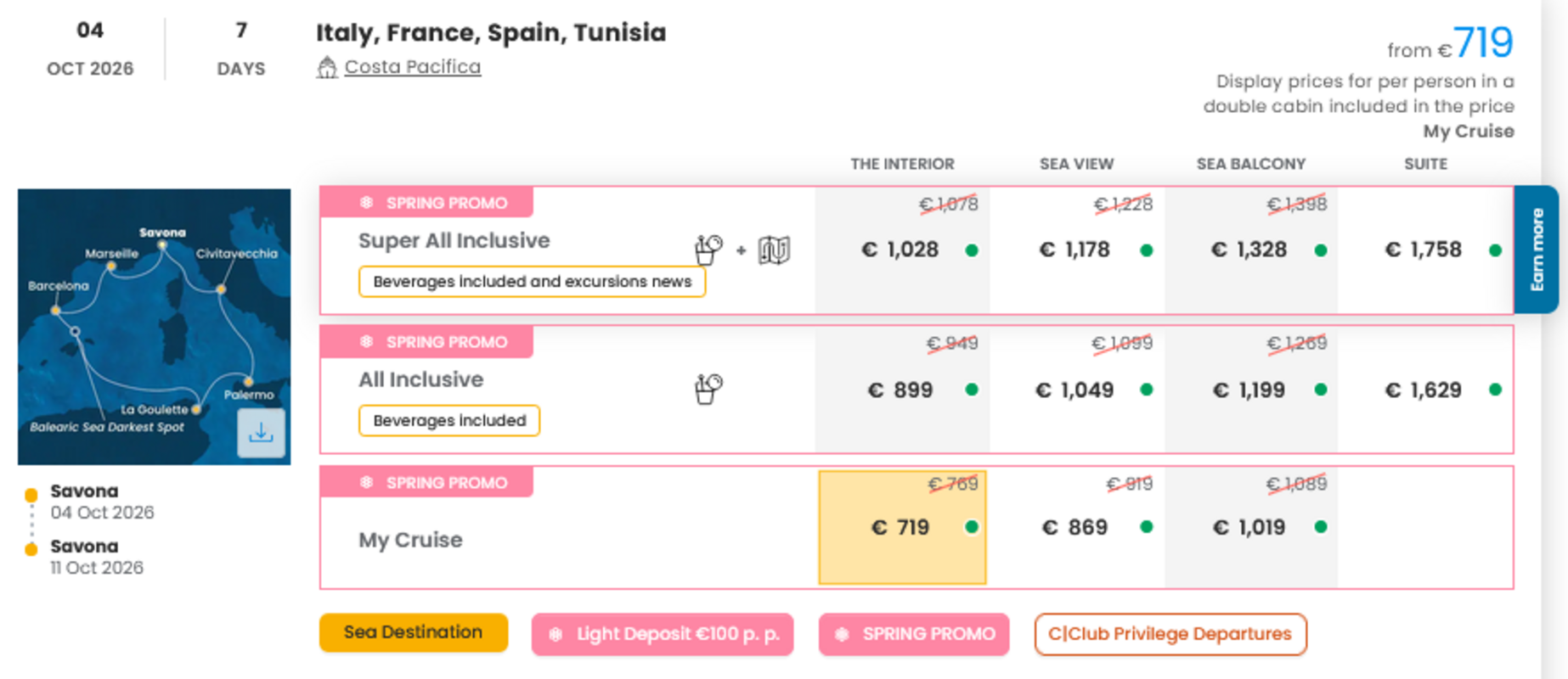 KRIŽARJENJE - POSEBNA PONUDBA "SPRING PROMO"
