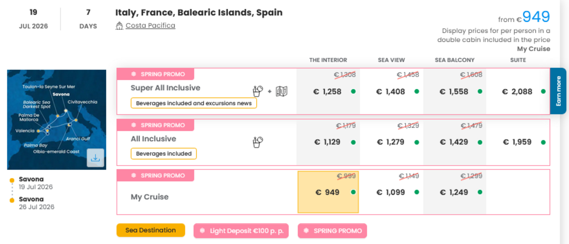KRIŽARJENJE - POSEBNA PONUDBA "SPRING PROMO"